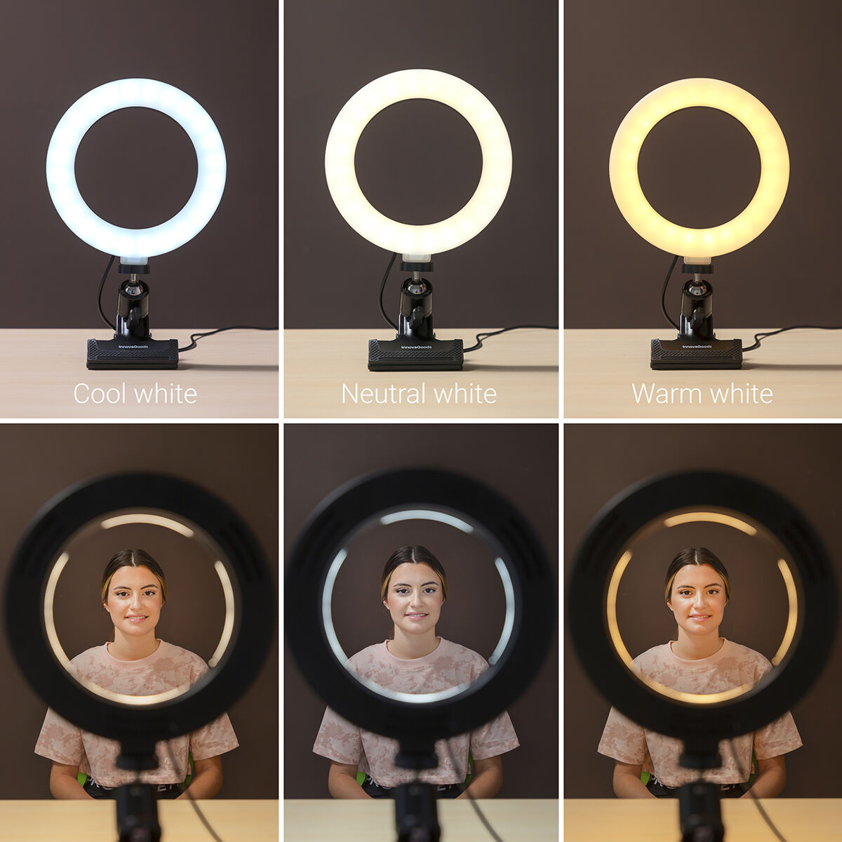 Selfie-ring med holderklemme Lumahoop InnovaGoods